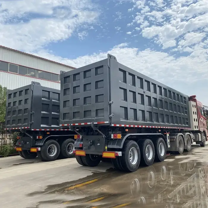 Heavy duty 40CBM 50CBM 3 axle dump box trailer tipper truck trailer