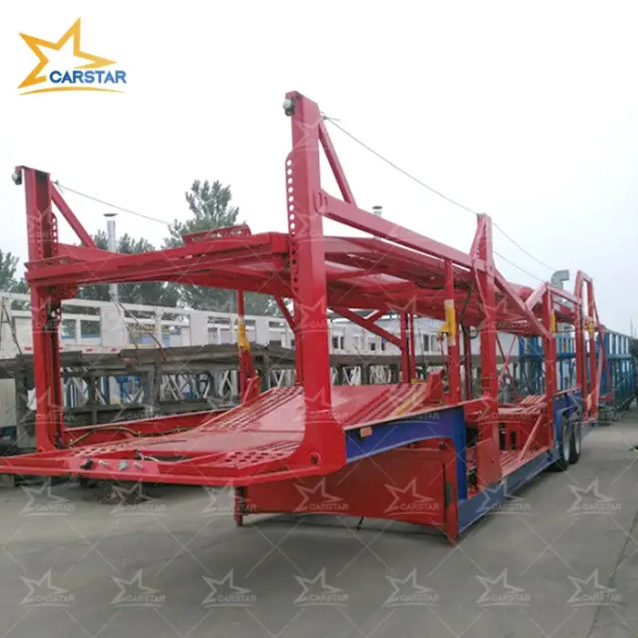 Vehicle Transportation Car Carrier Lowbed Semi Trailer 2 Car Trailer Transport Carrier