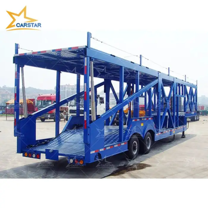 Vehicle Transportation Car Carrier Lowbed Semi Trailer 2 Car Trailer Transport Carrier