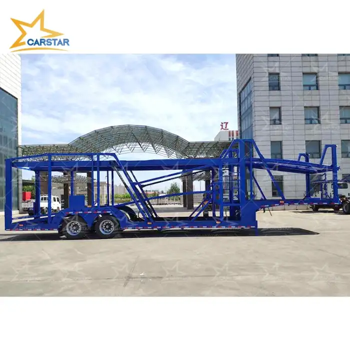 Vehicle Transportation Car Carrier Lowbed Semi Trailer 2 Car Trailer Transport Carrier