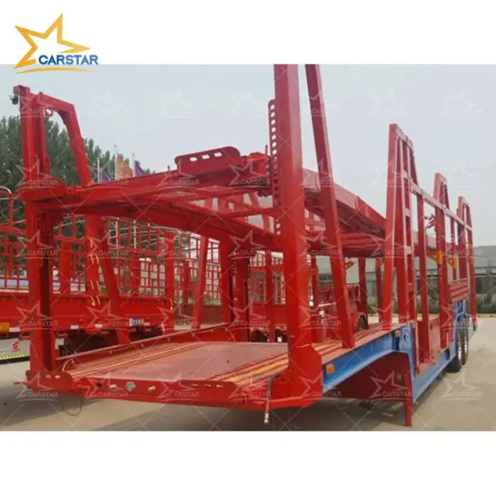 Vehicle Transportation Car Carrier Lowbed Semi Trailer 2 Car Trailer Transport Carrier