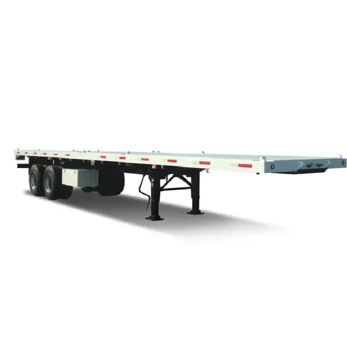 Multi-function 2 axle 12.5m 48ft flatbed semi trailers 40ft for port heavy duty flatbed trailer flatbed truck trailers