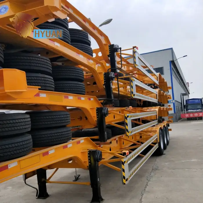 china 2 Axle 3 Axle 20ft 40ft ort used skeleton semi trailer container chassis trailer for sale