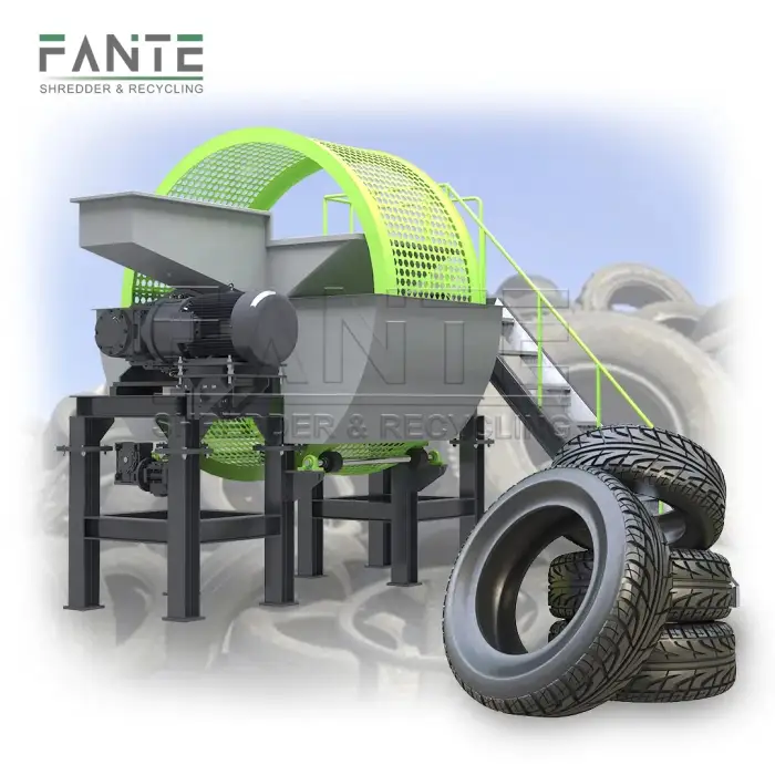 FANTE Heavy Duty Tire Shredder Machine Price Waste Truck Tyre Shredding Machines Cost