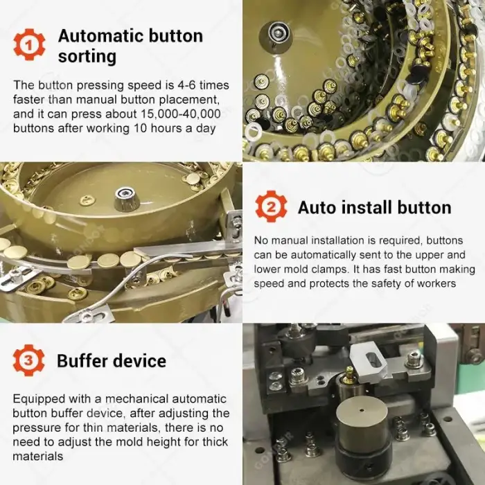 Prong Snap Plastic Button Attaching Industrial Auto Open Fastener Maker Fixing Machine for Sofas