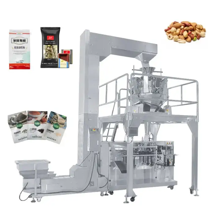 High Quality Fully Automatic Gummy Candy Rotary Premade Bag Bear Nuts Giving Pet Food Pouch Pack Machine for Pellet