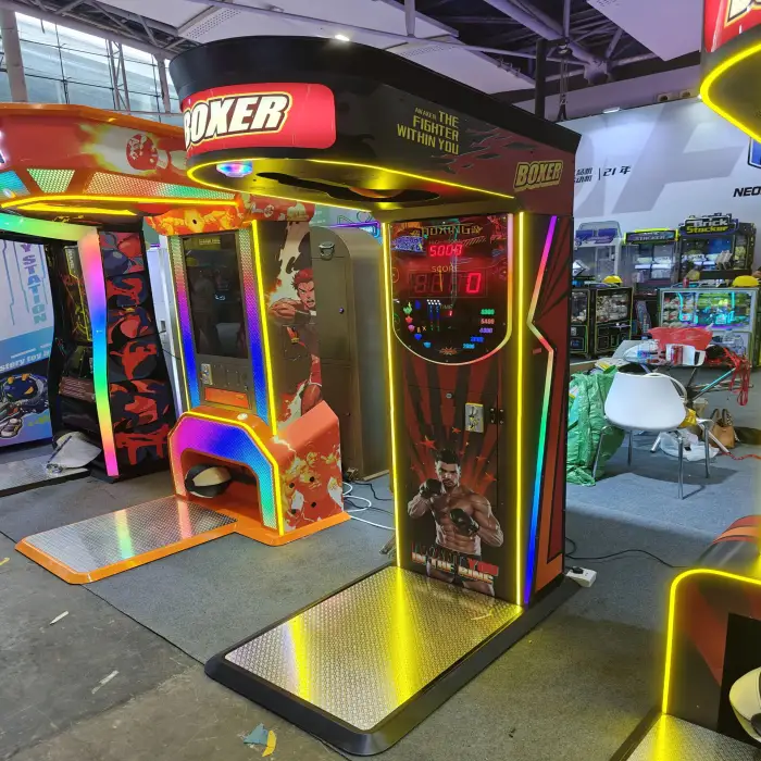 Coin-Operated Boxing Arcade Machine High-Intrigue Punching Game for Fun and Entertainment