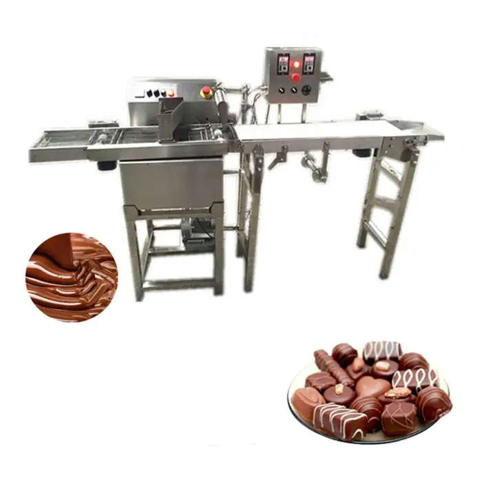 Recommend High Efficiency Chocolate Cake Enrober Chocolate Coating Machine For Shop Store