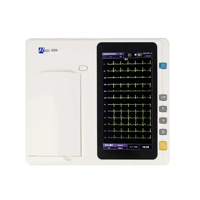 12 leads 6 channels cardiograph electrocardiography ecg machine with real-time diagnostic analysis