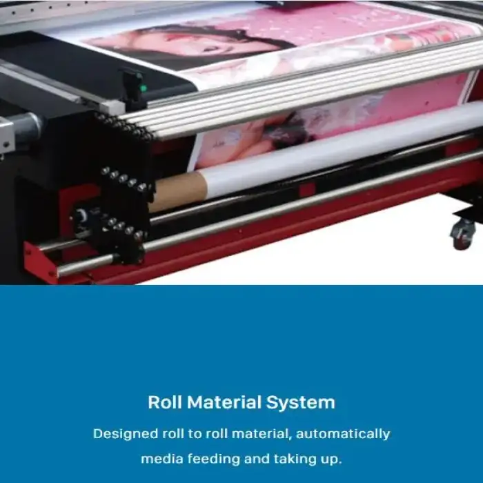 1.6m SinoColor HUV-1600 DX5 Heads LED UV Hybrid Printer For Roll to Roll and Flatbed Printing