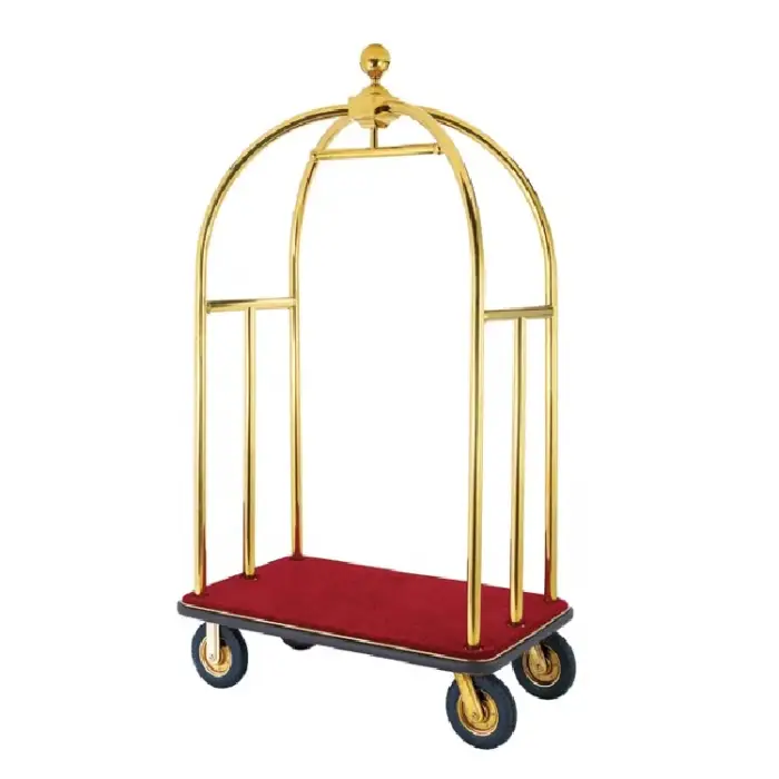 High Quality Hotel Stainless Steel service Luggage Trolley Cart for 5 Stars Hotel