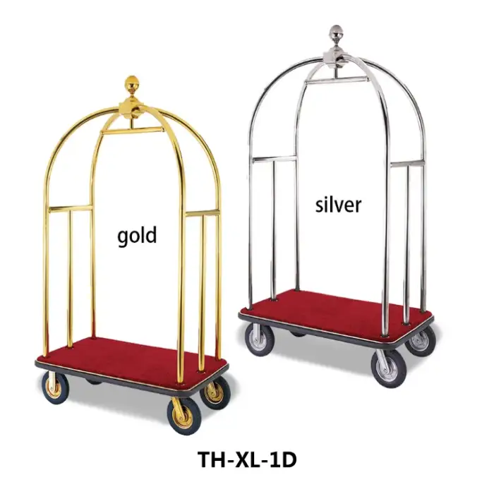 High Quality Hotel Stainless Steel service Luggage Trolley Cart for 5 Stars Hotel