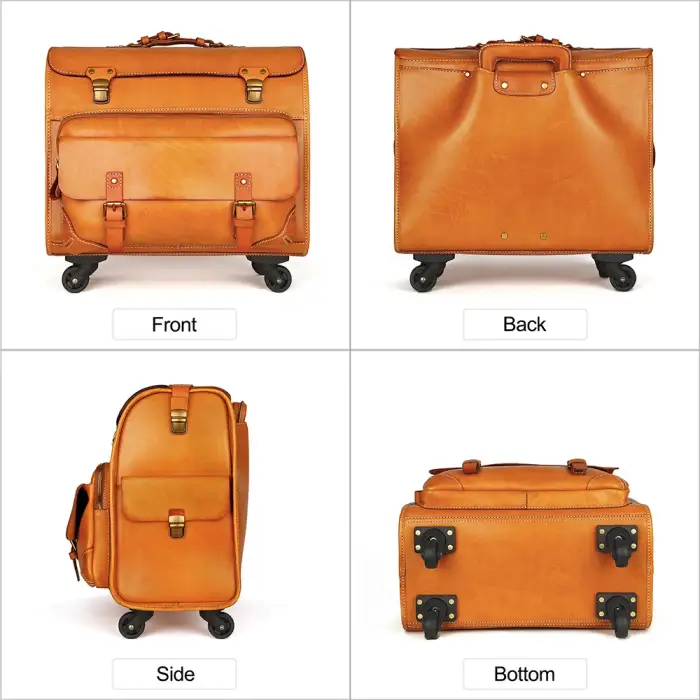 Wholesale Bulk Luxury Travel Suitcase Trolley Bag Luggage 4 Wheels Carry On Vintage Cowhide Leather Overnight Rolling Luggage Bags