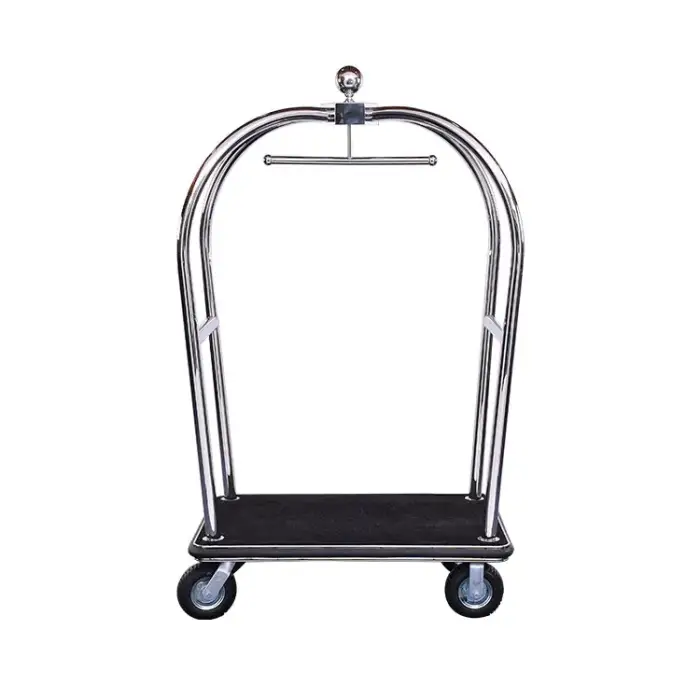 Wholesale hotel black stainless steel baggage cart luggage trolley cart