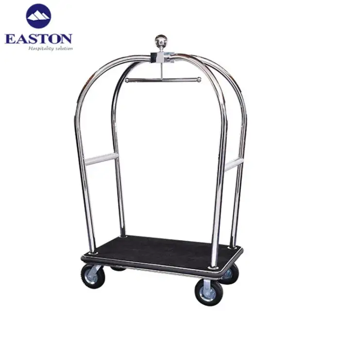 Wholesale hotel black stainless steel baggage cart luggage trolley cart