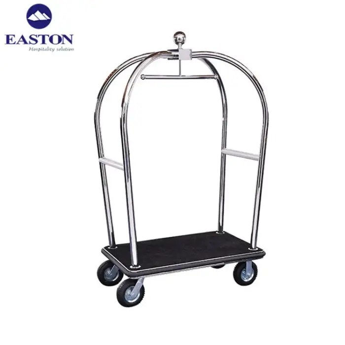 Wholesale hotel black stainless steel baggage cart luggage trolley cart