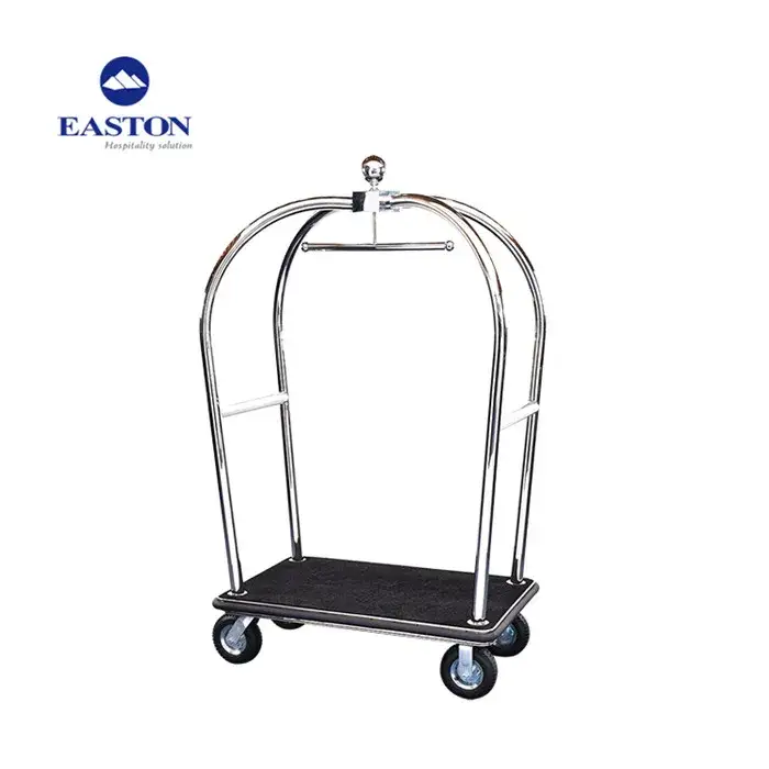 Wholesale hotel black stainless steel baggage cart luggage trolley cart