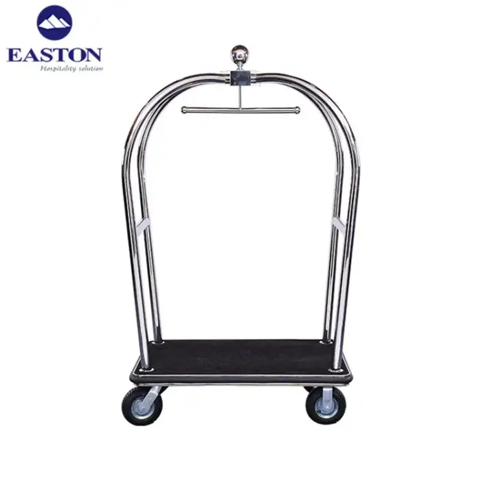 Wholesale hotel black stainless steel baggage cart luggage trolley cart