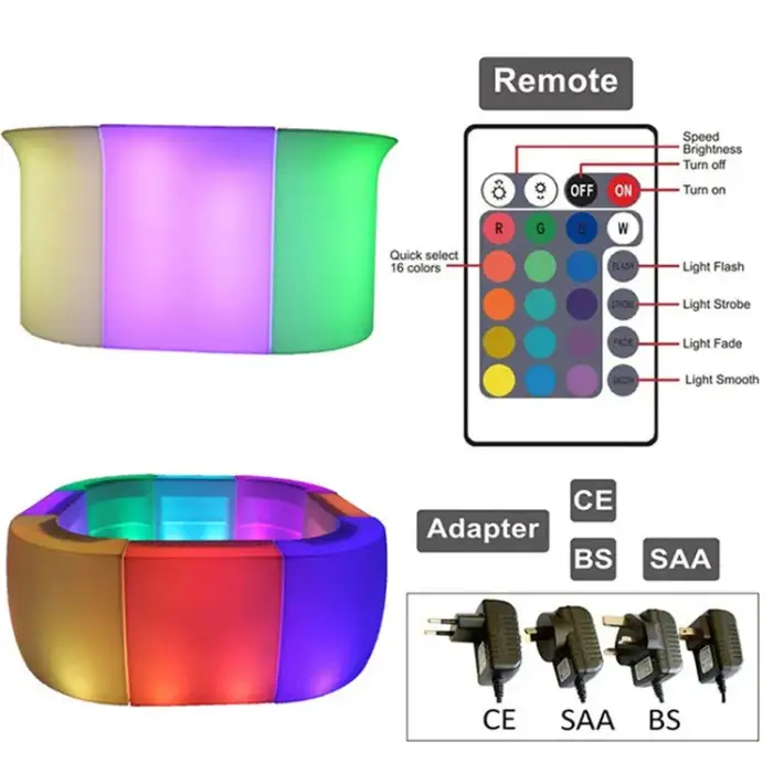 LED color changing plastic led straight commercial bar counter Mobile Bar