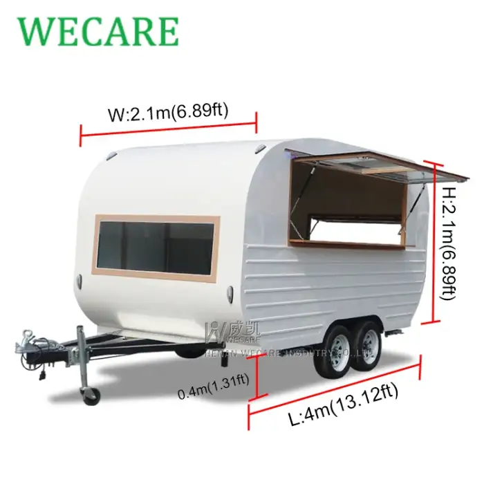 Wecare mobile cocktail bar trailer white coffee shop pizza dessert cart foodtruck mobile beer drink fast food truck