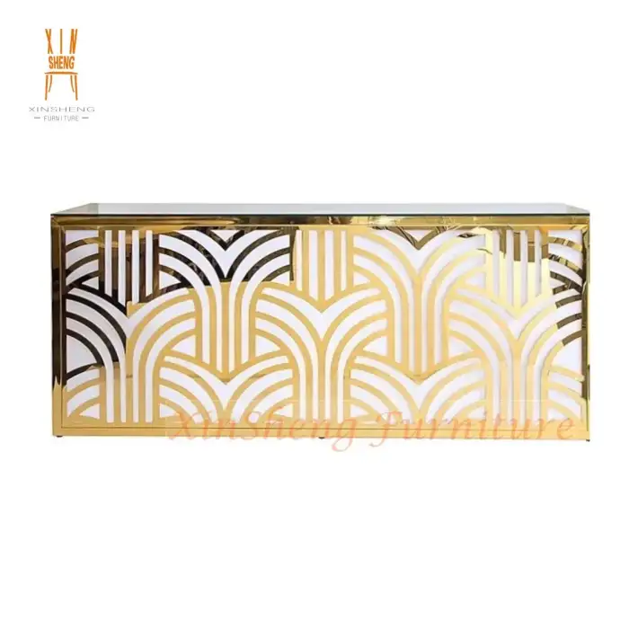 Night club bar rectangle gold stainless steel bar counter for wedding