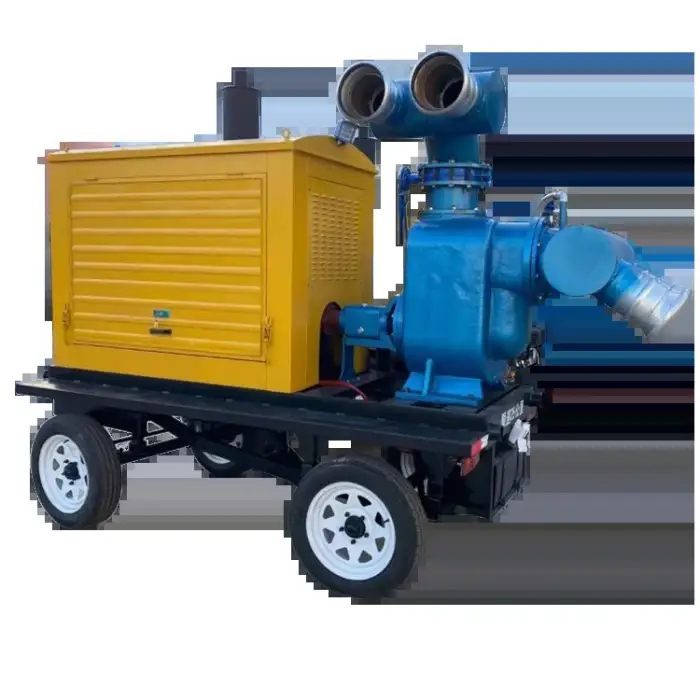 wheel trailer pump 12 inch flood control project large flow flood pump