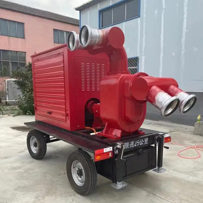 wheel trailer pump 12 inch flood control project large flow flood pump