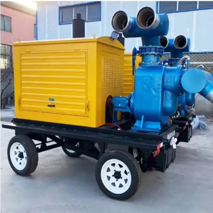 wheel trailer pump 12 inch flood control project large flow flood pump