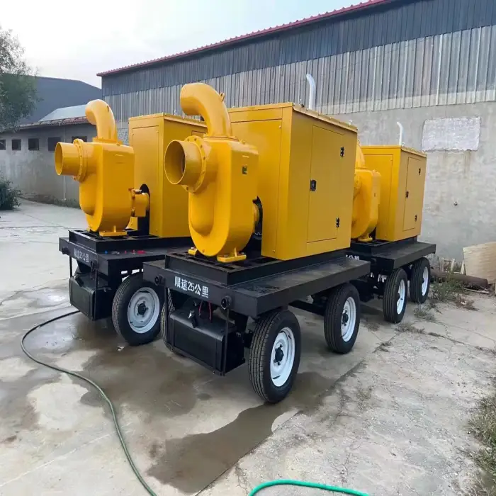 wheel trailer pump 12 inch flood control project large flow flood pump