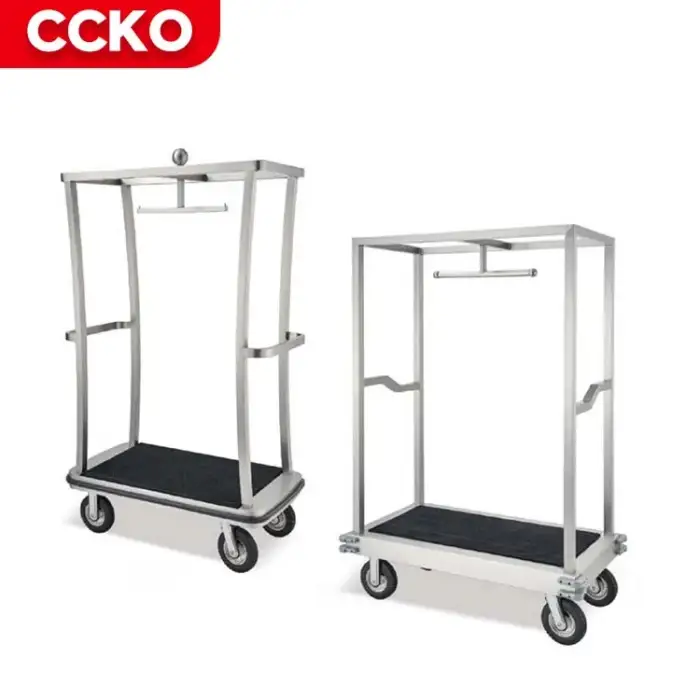 Sand Steel Restaurant Lobby Baggage Trolley Hotel Luggage Trolley Bellman Four Wheels Bellboy Cart Serving Trolley Luggage Carts