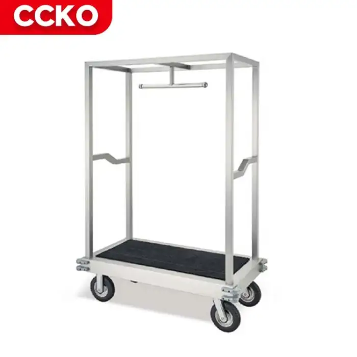 Sand Steel Restaurant Lobby Baggage Trolley Hotel Luggage Trolley Bellman Four Wheels Bellboy Cart Serving Trolley Luggage Carts