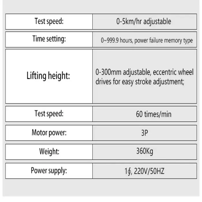 customisable luggage lifting and unloading testing machine