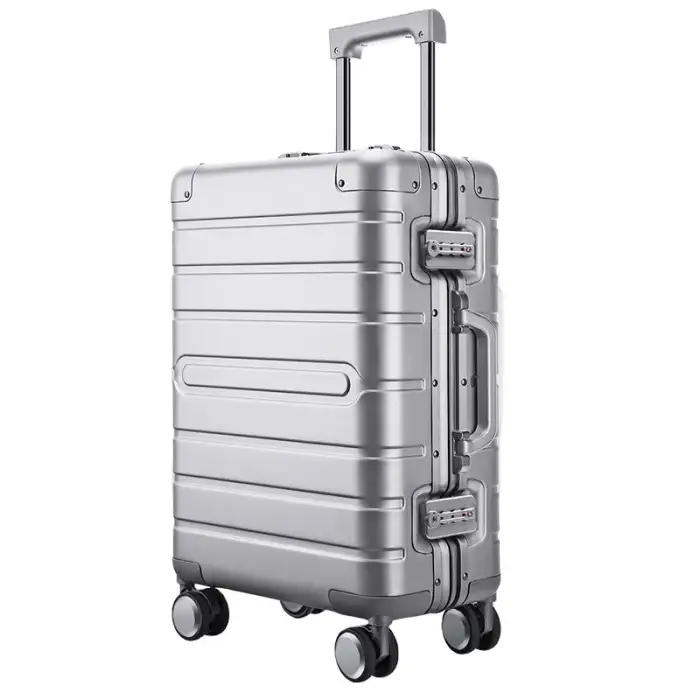 Wholesale Universal wheel 20-inch metal boarding box suitcase set traveling bags sample luggage suitcase 3pcs set