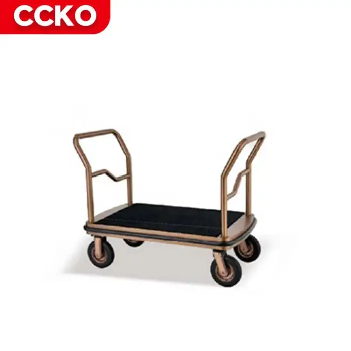 Sand Steel Restaurant Lobby Baggage Trolley Hotel Luggage Trolley Bellman Four Wheels Bellboy Cart Serving Trolley Luggage Carts