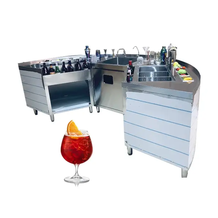 Bartender Work Counter Cocktail Bar Station With Under Drawer Refrigerator