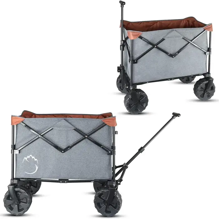 Collapsible Folding Wagon Cart Heavy Duty Shopping Cart Portable Sturdy Luggage Cart Folding Slim Easy for Storage