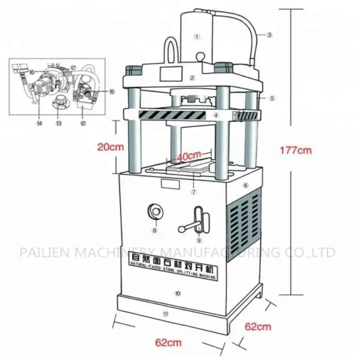 Hydraulic marble granite stone splitting machine tile making machine