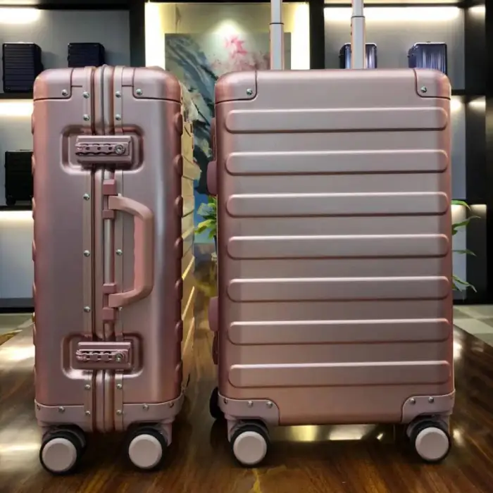 Red vintage trolley aluminium alloy frame suitcase 360 Degree Universal Wheels travel carry-on cabin trunk luggage sets