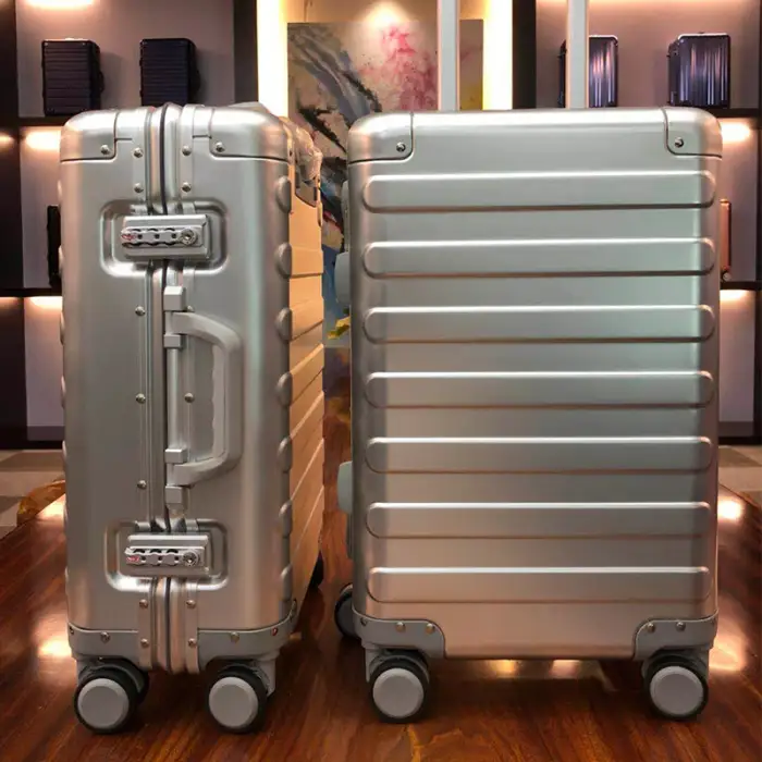 Red vintage trolley aluminium alloy frame suitcase 360 Degree Universal Wheels travel carry-on cabin trunk luggage sets