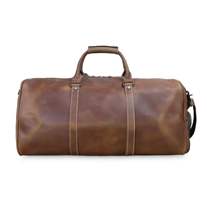 Personalized Brown Genuine Real Leather Weekend Travel Bags Full Grain Leather Luggage Bag Backpack