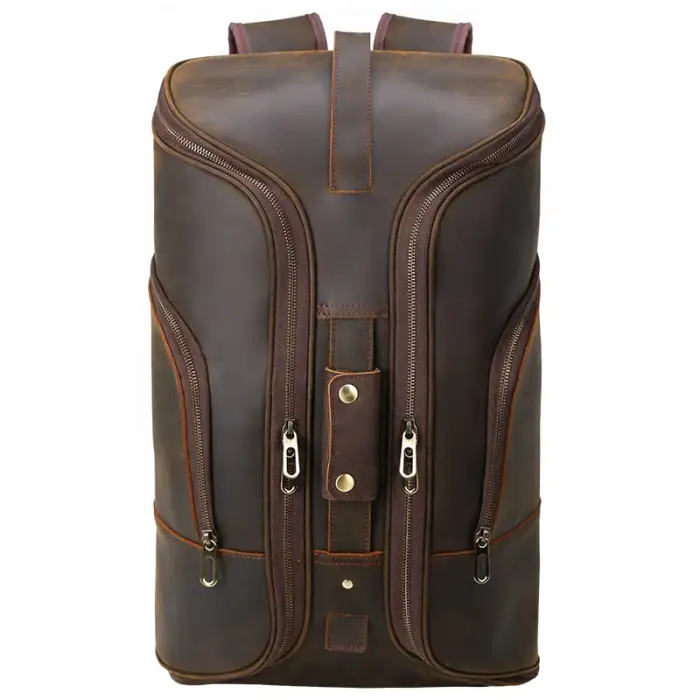 Personalized Brown Genuine Real Leather Weekend Travel Bags Full Grain Leather Luggage Bag Backpack