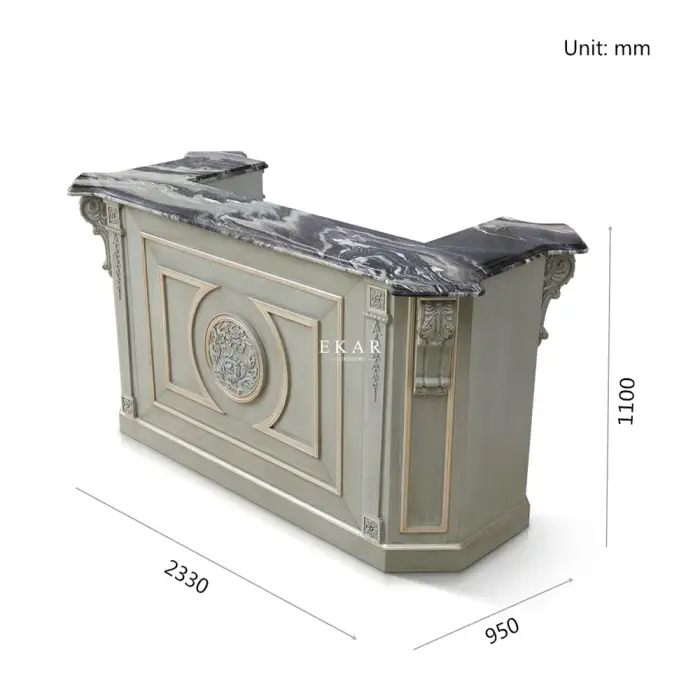 Luxury Classic Marble Top Wooden Home Bar Table Furniture