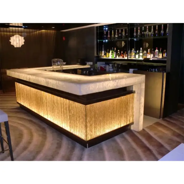 Superseptember Luxury club drink bar counter artificial stone LED bar counter