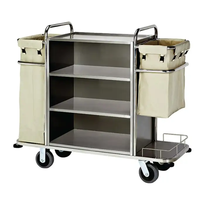 stainless steel luxury luggage trolley laundry linen trolley