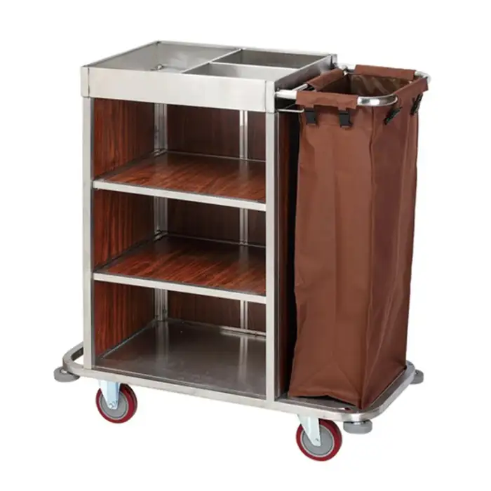 stainless steel luxury luggage trolley laundry linen trolley