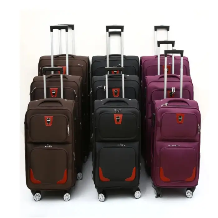 Bulk Custom Luggage Manufacturers 20" Large Capacity Oxford Cloth Suitcase with Zipper Closure Trolley Box Made of Durable Nylon