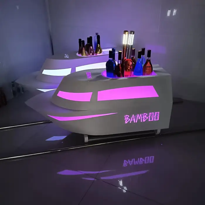 Customized Rechargeable  Boat Shape Led  Bottle Presenter display For Night Club and bar