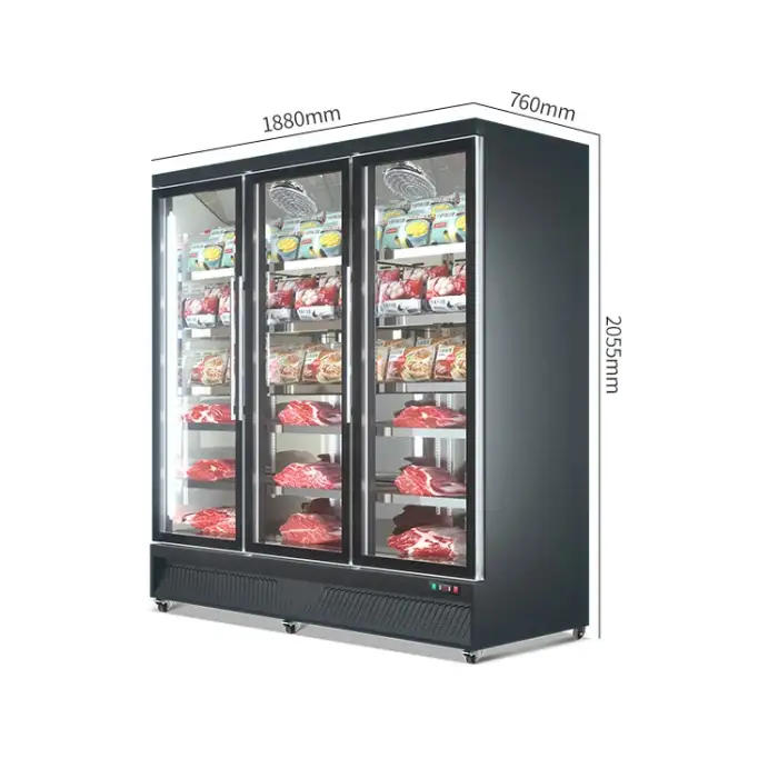 Commercial Refrigerated Meat Refrigerator Stainless Cabinet For Supermarket