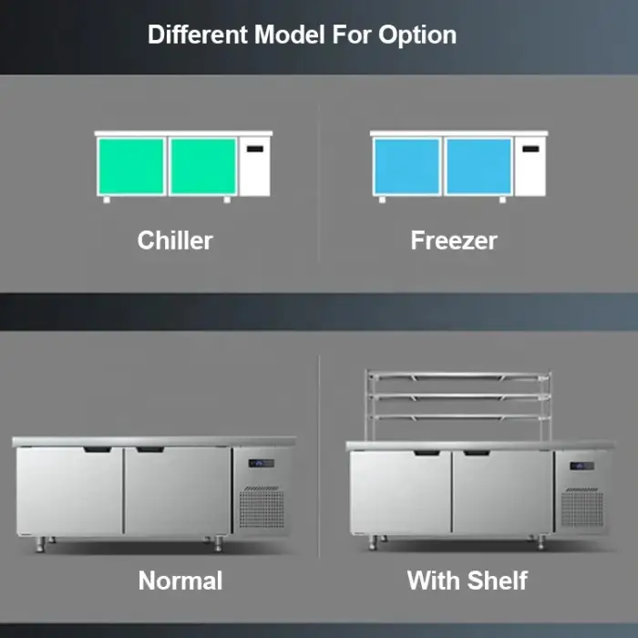 Commercial Working Bench Air Cooling Under Counter Refrigerator Freezer