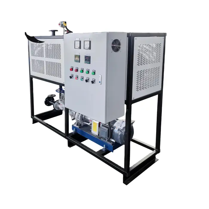 Electric thermal oil heater circulating system with temperature control